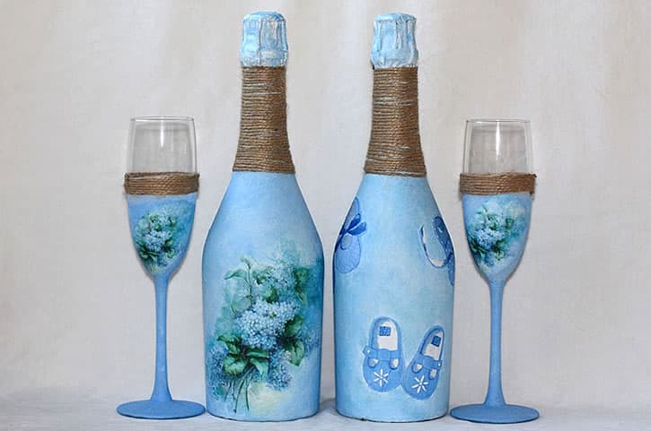 Роспись бутылок | Как украсить шампанское на свадьбу своими руками