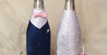 Украшение шампанского лентами | Как украсить шампанское на свадьбу своими руками